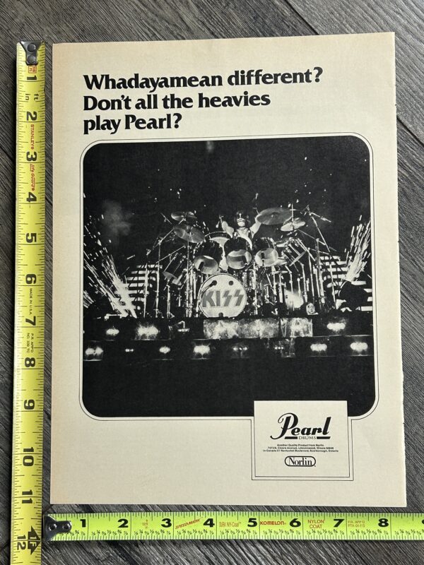 KISS Ad Advert PETER CRISS Pearl Drums Love Gun Alive 2 USA Vintage Kiss Aucoin