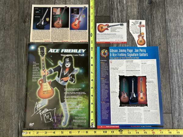 KISS Ad Advert ACE FREHLEY Gibson Les Paul Signature Guitar 5pc Lot Vintage Kiss