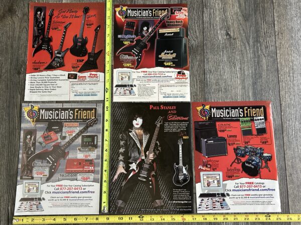 KISS Ad Advert PAUL STANLEY Silvertone Guitar Apocalypse 4pc Lot Vintage Kiss