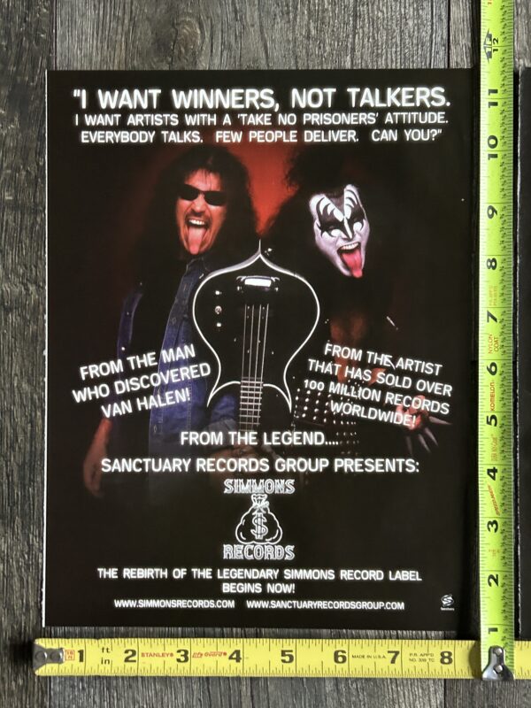 KISS Ad Advert GENE SIMMONS Simmons Records Record Label Artists Wanted 2pc Lot - Image 2