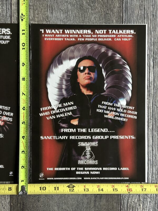 KISS Ad Advert GENE SIMMONS Simmons Records Record Label Artists Wanted 2pc Lot - Image 3