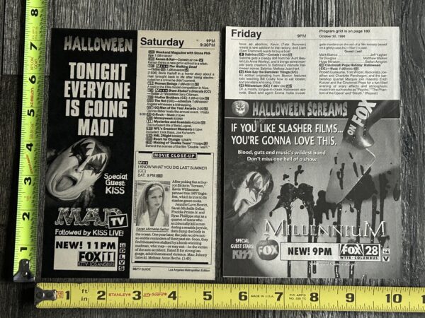 KISS Ad Advert Kiss Millennium + Mad TV Shows Psycho Circus 2pc Lot Vintage Kiss