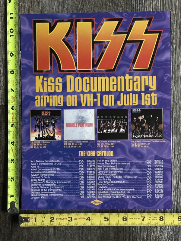 KISS Ad Advert Kiss Documentary VH-1 w/ Remaster Catalog Vintage Kiss Aucoin Era