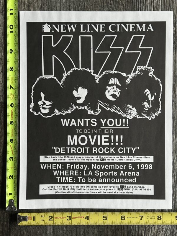 KISS Ad Advert Flyer Detroit Rock City Movie Casting Call 1998 Vintage Kiss A