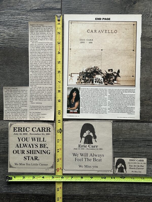 KISS Ad Advert Clippings ERIC CARR Tribute Memorial 1991 5pc Lot Vintage Kiss