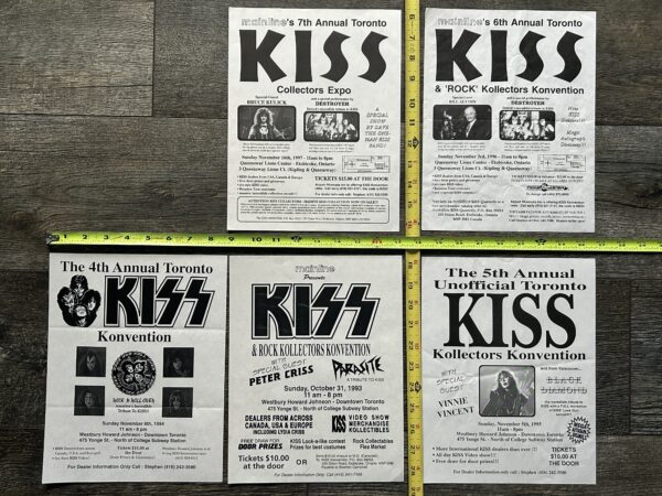 KISS Ad Flyer Toronto Kiss Convention Expo 5pc Lot 1993-1997 Vintage Kiss Aucoin