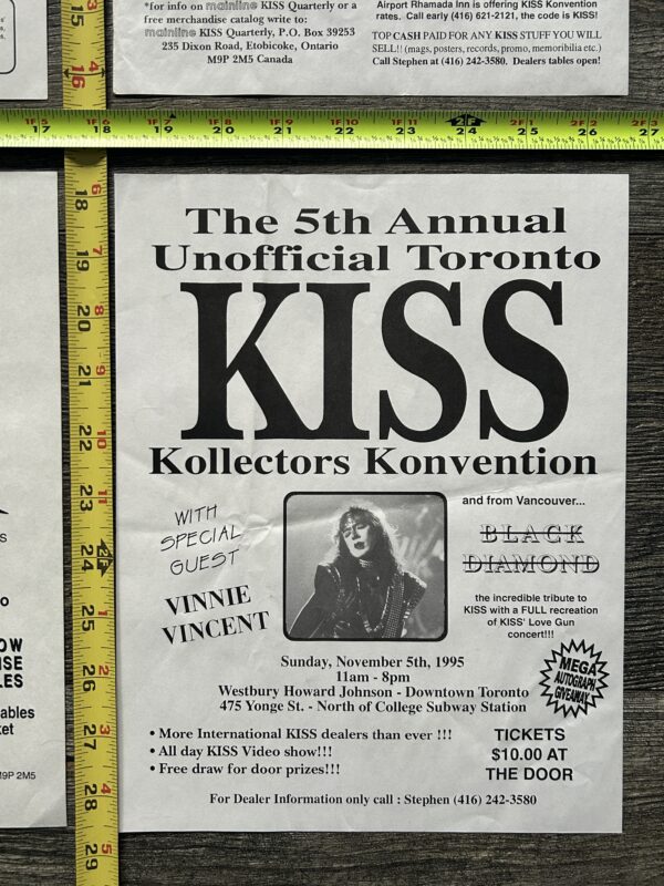 KISS Ad Flyer Toronto Kiss Convention Expo 5pc Lot 1993-1997 Vintage Kiss Aucoin - Image 2