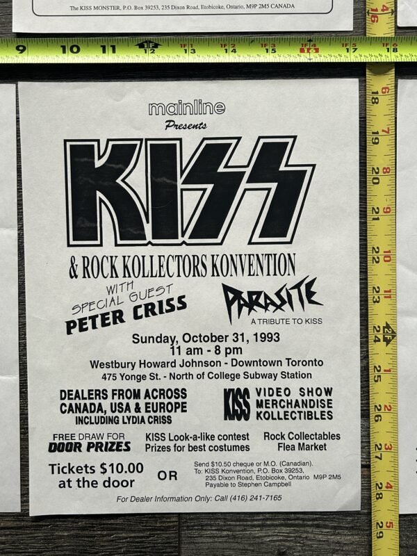 KISS Ad Flyer Toronto Kiss Convention Expo 5pc Lot 1993-1997 Vintage Kiss Aucoin - Image 3