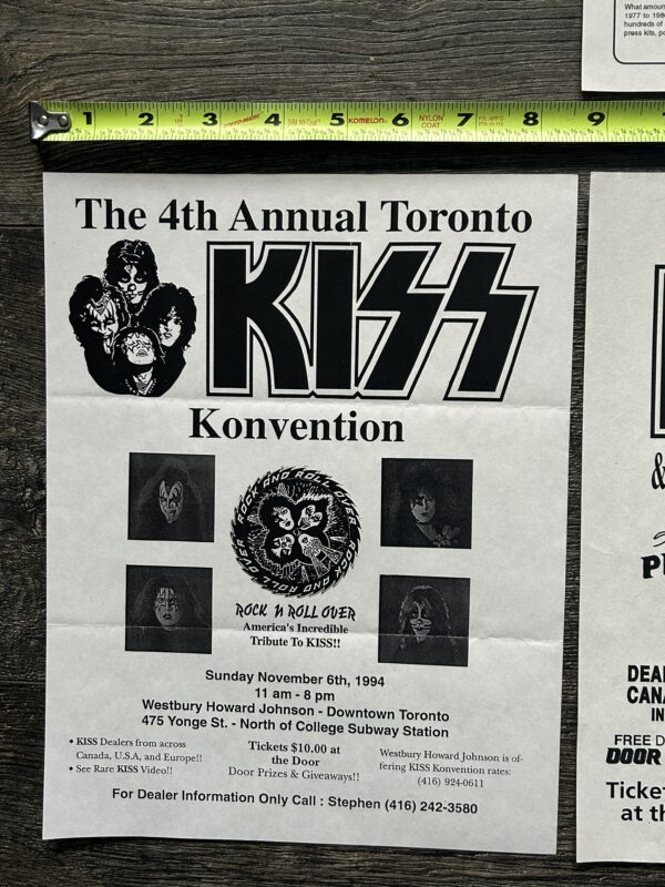 KISS Ad Flyer Toronto Kiss Convention Expo 5pc Lot 1993-1997 Vintage Kiss Aucoin - Image 4