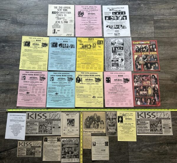 KISS Ad Flyer NY Kiss Expo Convention 22pc Lot NJ 1988-2006 Vintage Kiss Aucoin