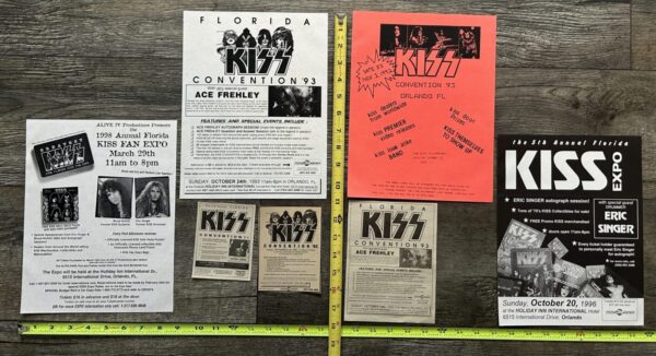 KISS Ad Flyer Florida Kiss Expo Convention 7pc Lot 1992-1998 Vintage Kiss Ace