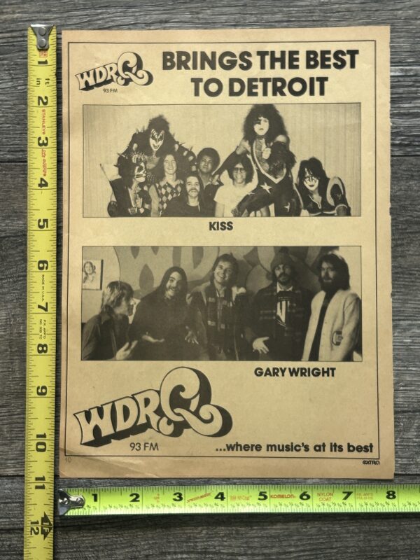 KISS Ad Advert Detroit Radio Station WDRQ 93 FM Vintage Kiss Aucoin Alive 1976