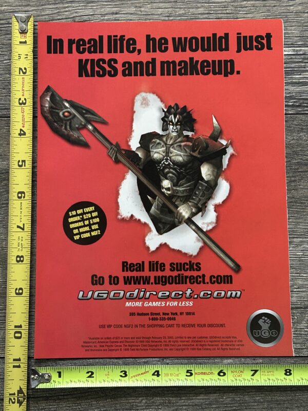 KISS Ad Advert GENE SIMMONS Nightmare Child Video Game UGO Direct 1999