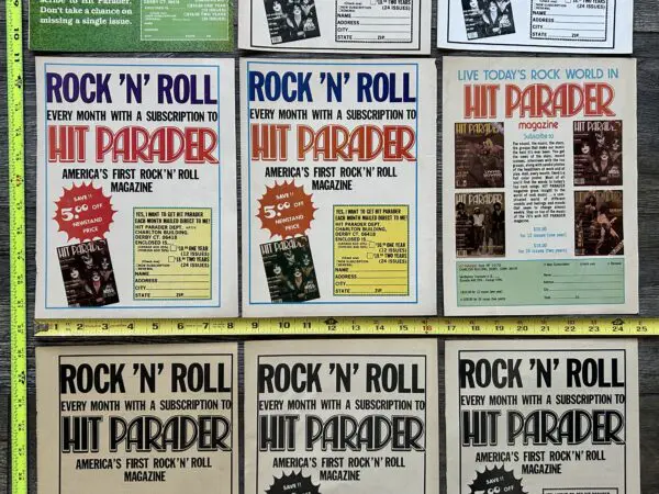 KISS Ad Advert Hit Parader Subscription 9pc Lot Vintage Kiss Aucoin 1976-1980 - Image 3