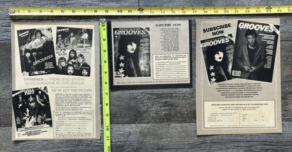 KISS Ad Advert Grooves Magazine Paul Stanley Special 3pc Lot Vintage Kiss Aucoin