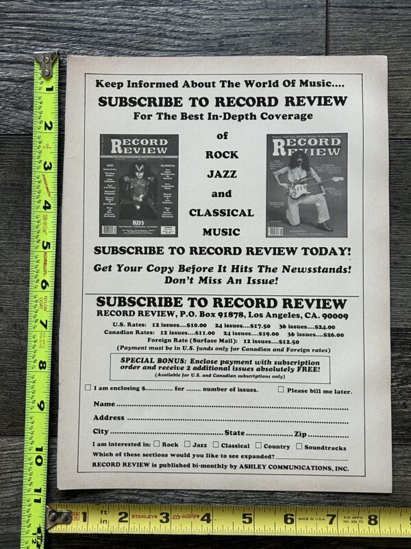 KISS Ad Advert GENE SIMMONS Record Review Magazine Vintage Kiss Aucoin