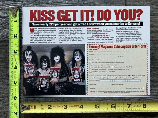 KISS Ad Advert Kerrang Magazine Set UK Subscription Psycho Circus Vintage Kiss