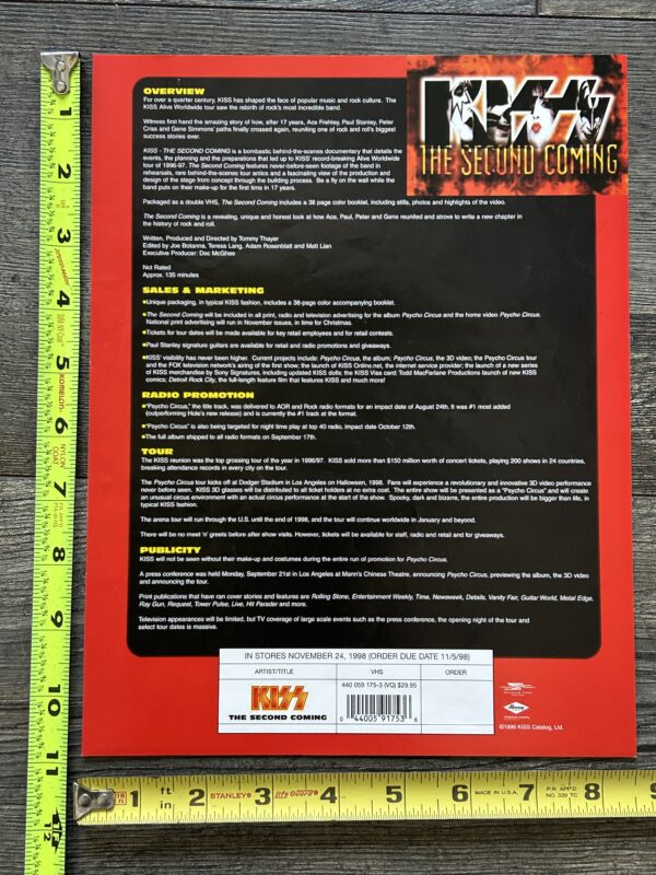 KISS Ad Advert The Second Coming VHS Release Order Promo Sheet 1998 Vintage Kiss