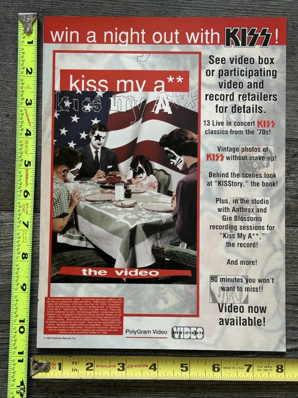 KISS Ad Advert KISS MY ASS Home Video VHS Kiss Contest 1994 Vintage Kiss