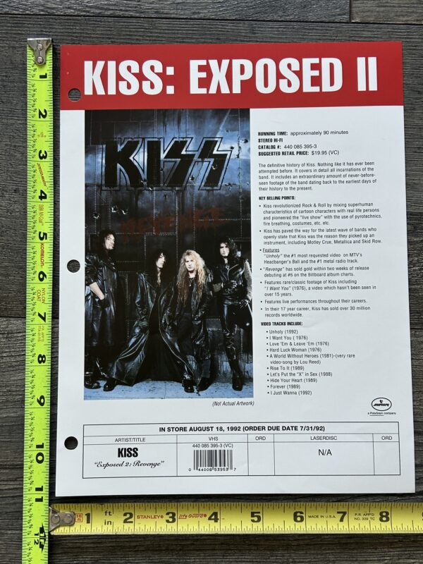 KISS Ad Advert Kiss Exposed 2 Revenge Video Release Order Sheet USA Vintage Kiss