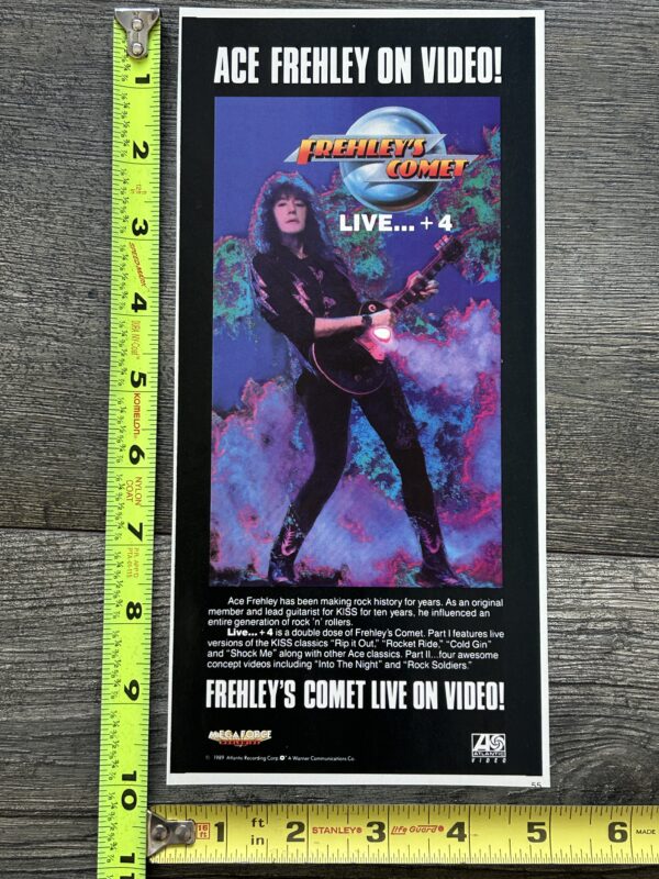 KISS Ad Advert ACE FREHLEY Frehley's Comet Live +4 Video VHS 1989 Vintage Kiss