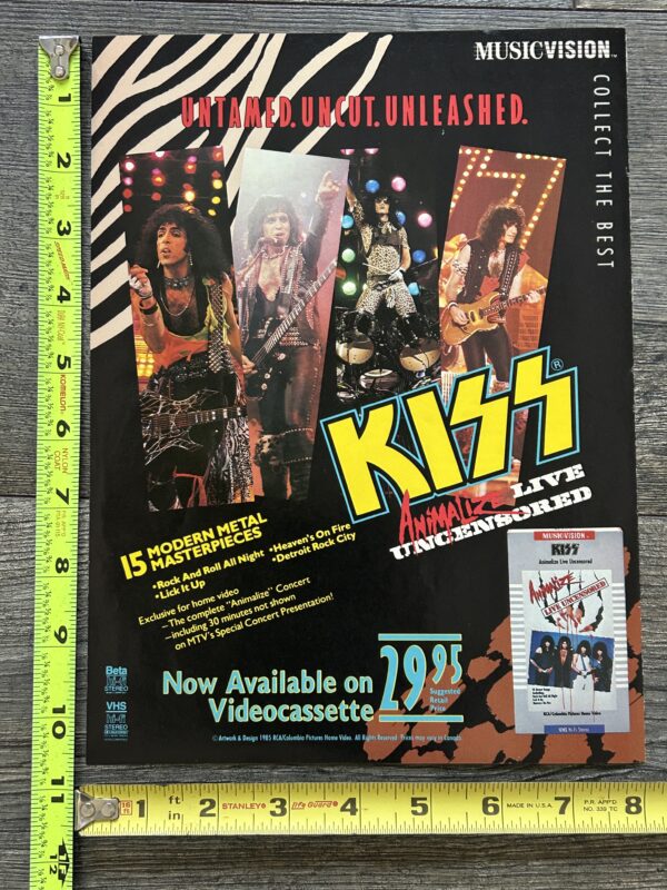 KISS Ad Advert Animalize Live Uncensored VHS Video Release 1985 Vintage Kiss