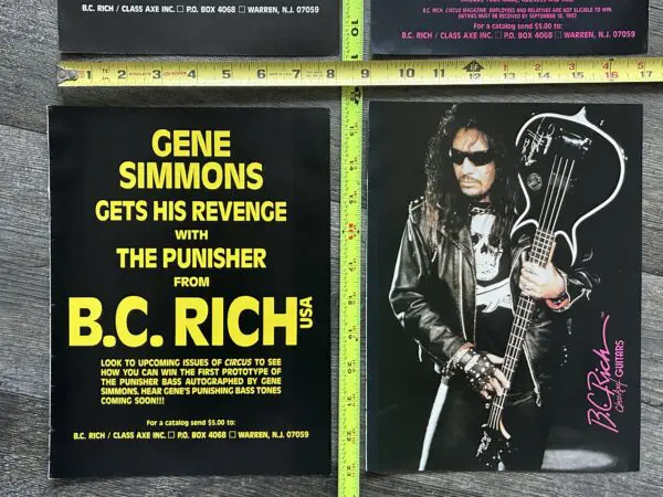 KISS Ad Advert GENE SIMMONS BC Rich Punisher Bass 4pc Lot Revenge Vintage Kiss - Image 2