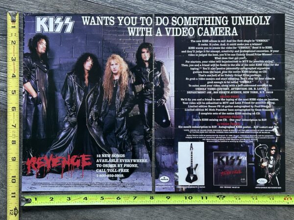 KISS Ad Advert Revenge Album Release Unholy Video Contest 1992 Vintage Kiss