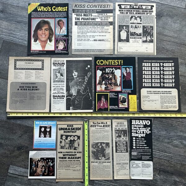 KISS Ad Advert 1977-1980 Merchandise Contests 13pc Lot Vintage Kiss Aucoin