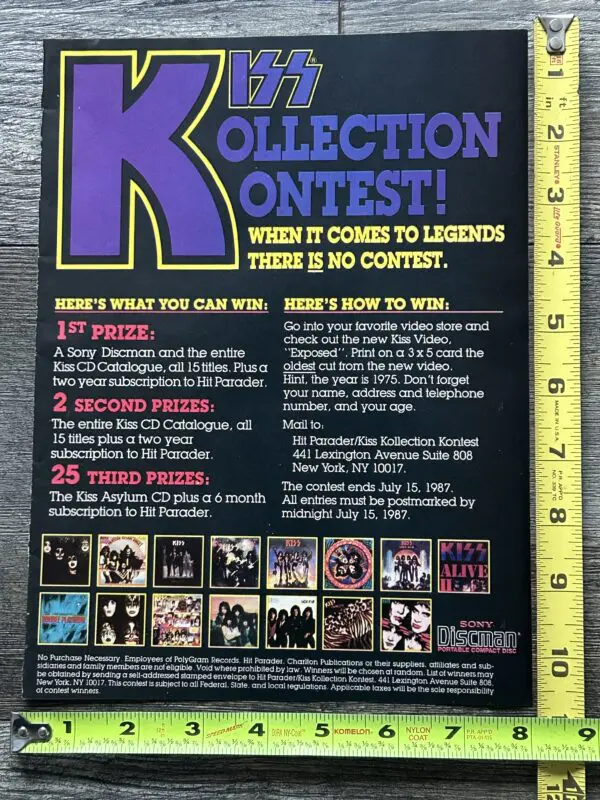 KISS Ad Advert Kiss Kollection Kontest Kiss CD Back Catalog Asylum Vintage Kiss