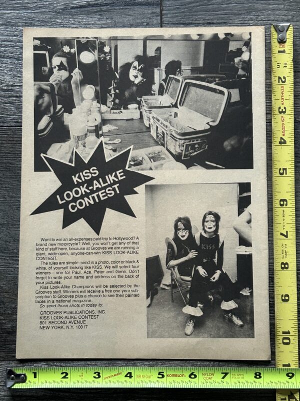 KISS Ad Advert Kiss Look-Alike Make-up Costume Contest 1977 Vintage Kiss Aucoin