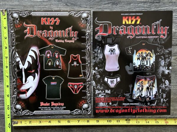 KISS Ad Advert Dragonfly Clothing Gene Simmons Love Gun 2pc Lot Vintage Kiss