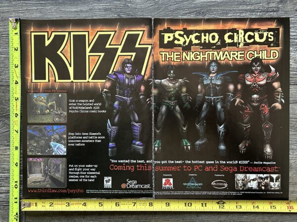 KISS Ad Advert Psycho Circus Nightmare Child Video Game McFarlane Vintage Kiss A