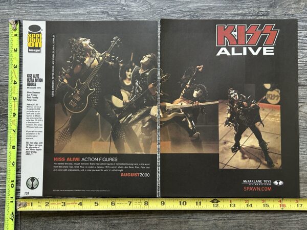 KISS Ad Advert Alive Action Figures McFarlane Toys 2pg Spread 1999 Vintage Kiss