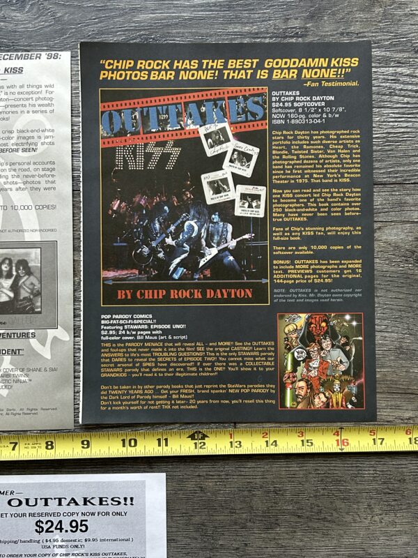 KISS Ad Advert Kiss Outtakes Book Chip Rock 3pc Lot 1998 Vintage Kiss Aucoin Era - Image 4