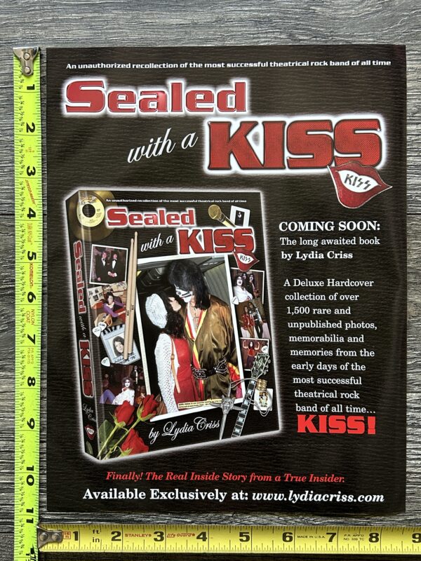 KISS Ad Flyer Lydia Criss Sealed With A Kiss Book Peter Criss Vintage Aucoin Era