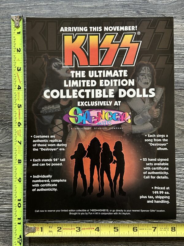 KISS Ad Advert Destroyer 24" Action Figures Dolls Art Asylum Nov Vintage Kiss