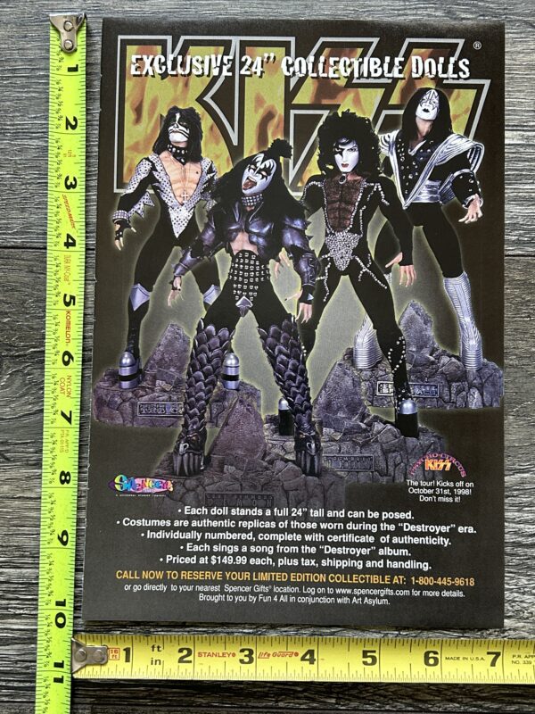 KISS Ad Advert Destroyer 24" Action Figures Dolls Art Asylum Vintage Kiss B