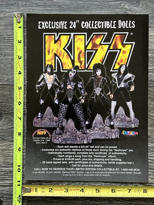 KISS Ad Advert Destroyer 24" Action Figures Dolls Art Asylum Vintage Kiss D