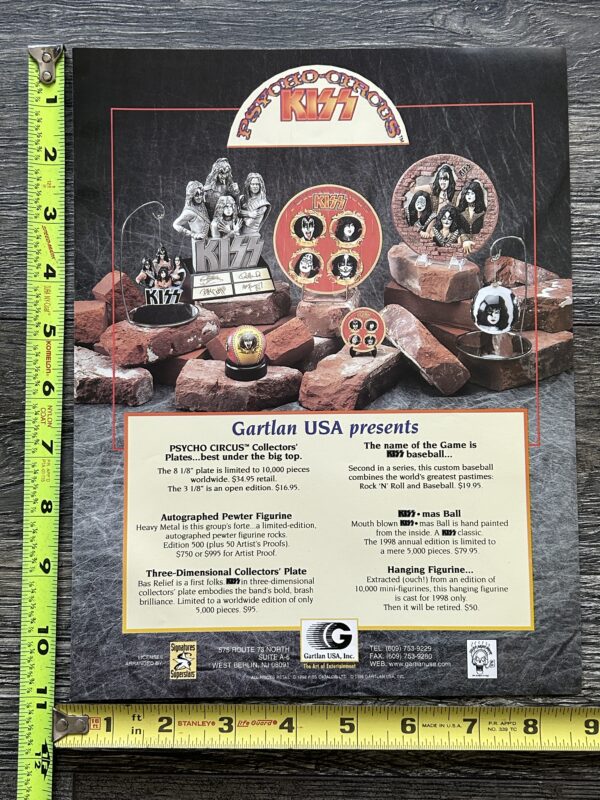 KISS Ad Advert Promo Flyer Gartlan Psycho Circus Figurines 1998 Vintage Kiss