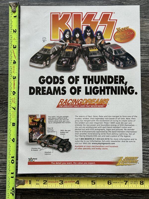 KISS Ad Advert Johnny Lightning Stock Car Diecast Racing Dreams Vintage Kiss A