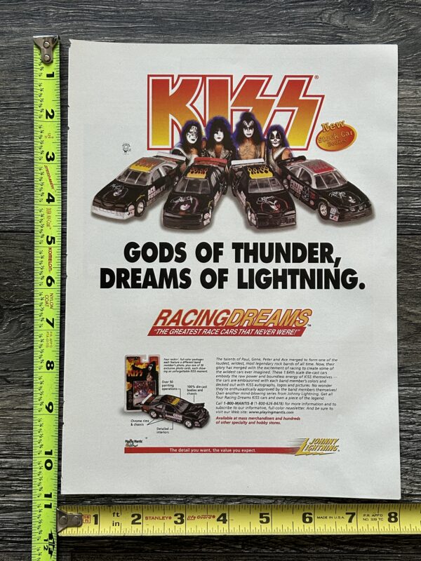 KISS Ad Advert Johnny Lightning Stock Car Diecast Racing Dreams Vintage Kiss B