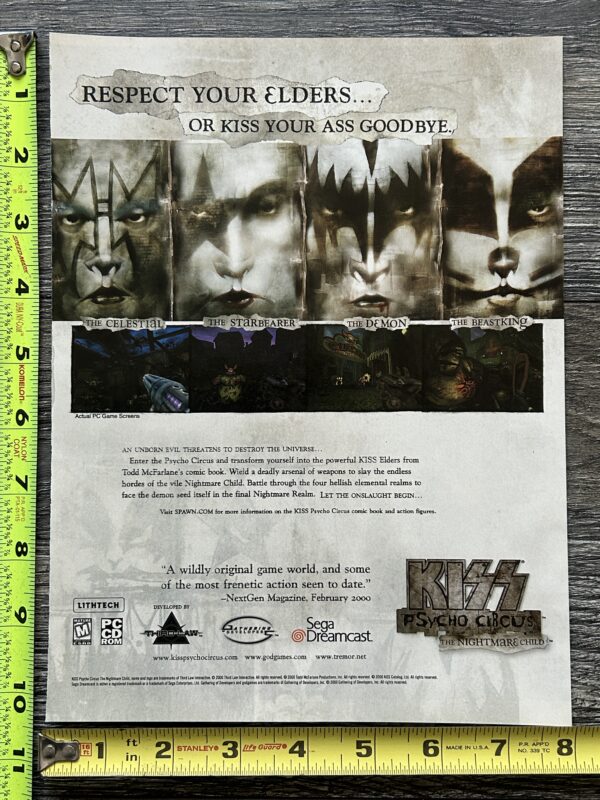 KISS Ad Advert Psycho Circus Nightmare Child Video Game McFarlane Vintage Kiss D