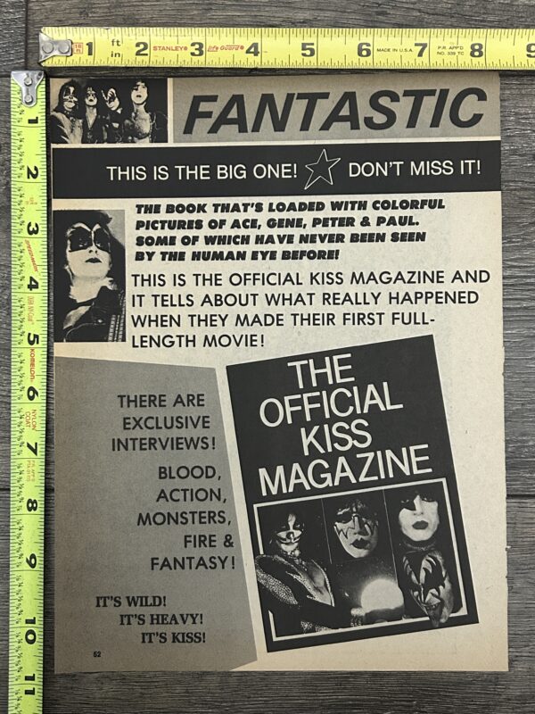 KISS Ad Advert Kiss Meets The Phantom Magazine 1978 Movie Vintage Kiss Aucoin A