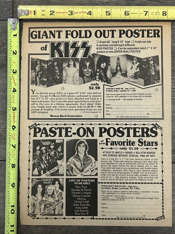 KISS Ad Advert Foldout Super Poster + Spirit Of '76 Put Ons Vintage Kiss Aucoin