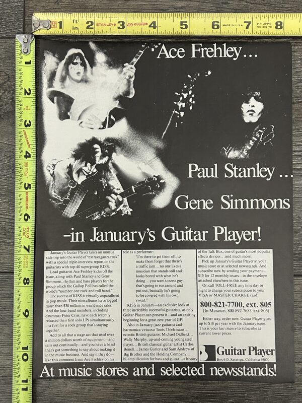 KISS Ad Advert Guitar Player Magazine 1979 Ace Frehley Paul Vintage Kiss Aucoin