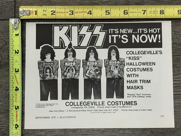 KISS Ad Advert Kiss Halloween Costumes Collegeville 1978 USA Vintage Kiss Aucoin