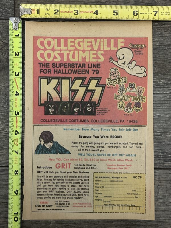 KISS Ad Advert Kiss Halloween Costumes Collegeville 1979 Vintage Kiss Aucoin