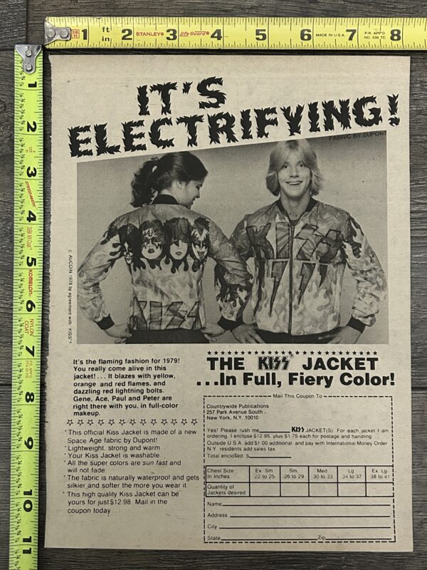 KISS Ad Advert KISS FLAMES JACKET Tyvek Order Form 1978 Vintage Kiss Aucoin A