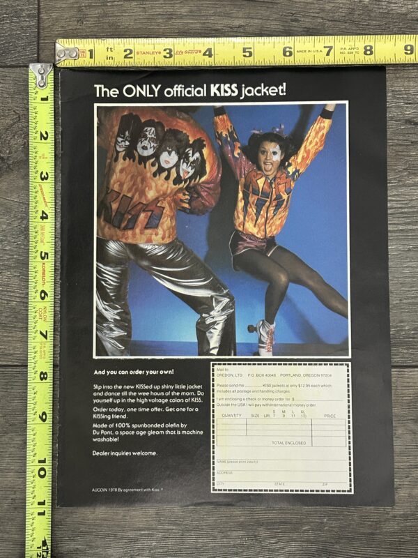 KISS Ad Advert KISS FLAMES JACKET Tyvek Order Form 1978 Vintage Kiss Aucoin G